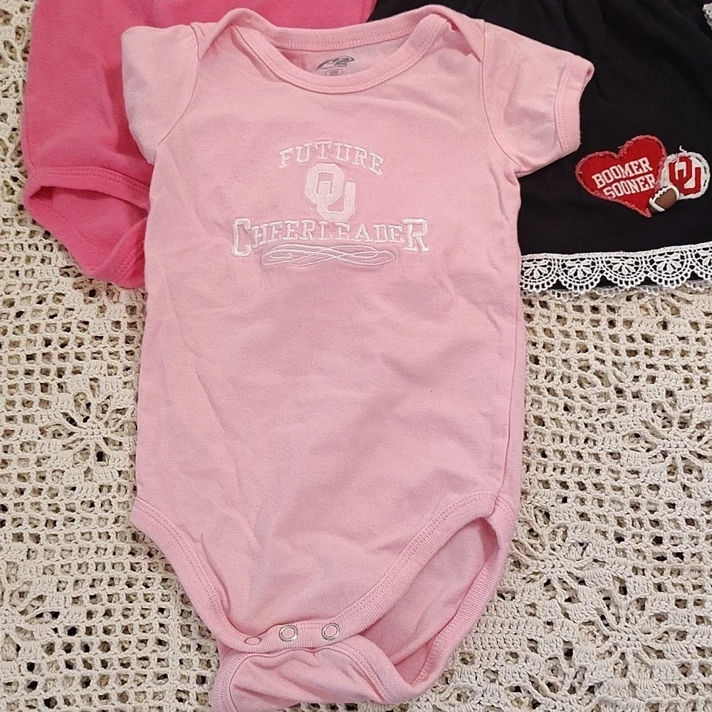 OU SOONERS Baby Bundle Lot Of 4 6-12 Months Onesie & Dress